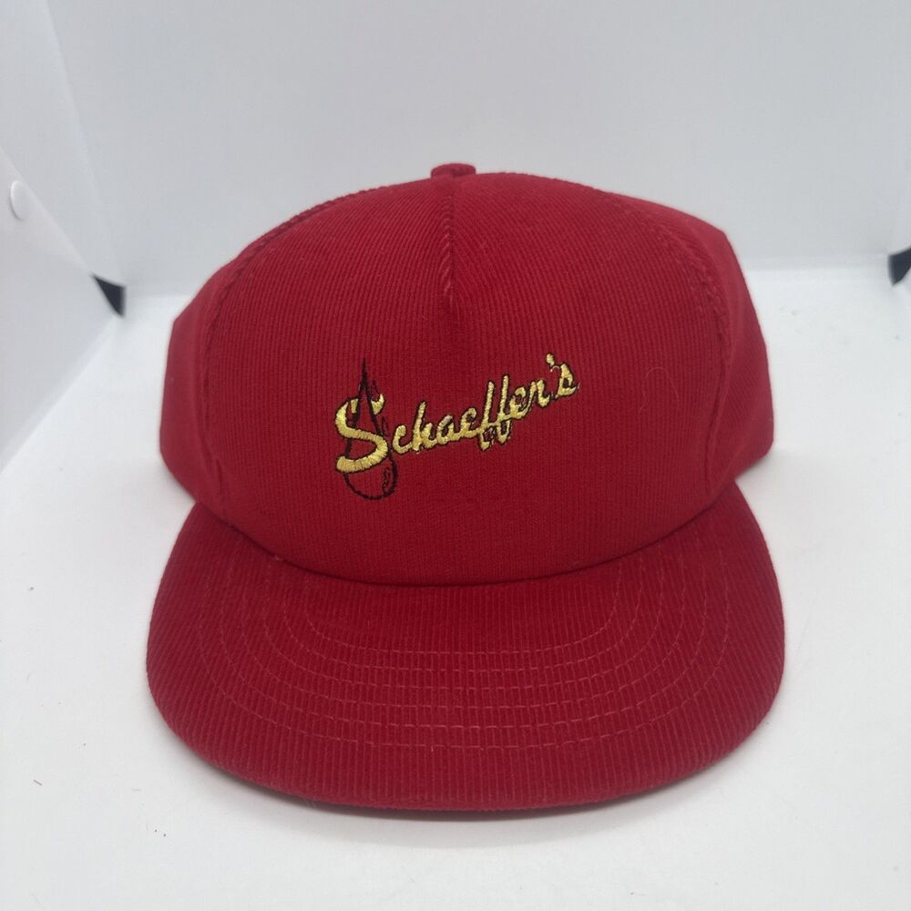 Vintage New Snapback Hat Schaeffer Red Corduroy Hat Made In USA Stylemaster